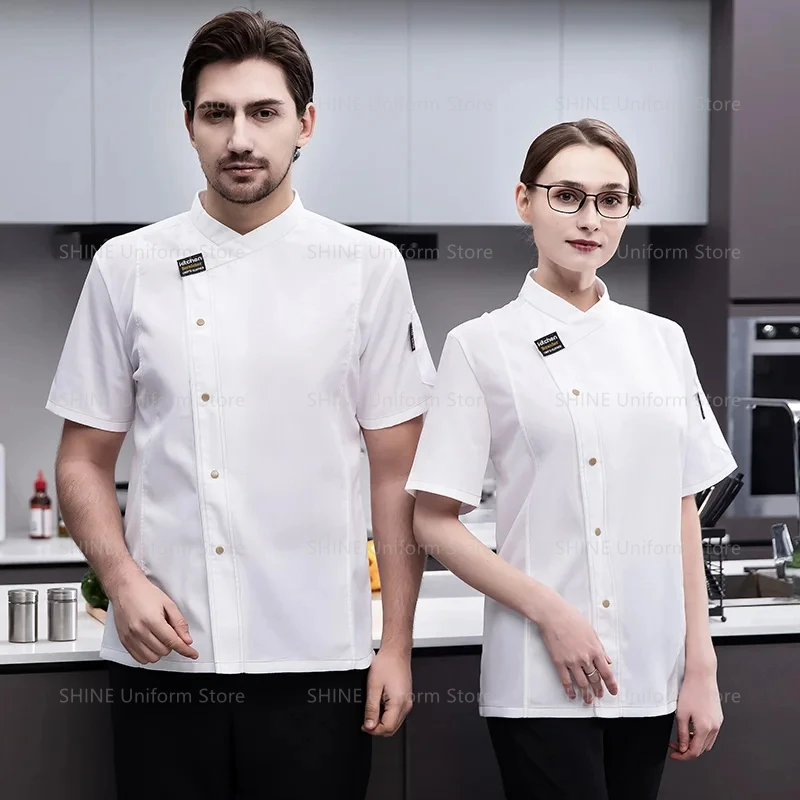 Short Sleeve Chef Uniform Kitchen coat Breathable Cooking Jacket ...