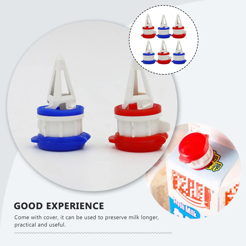 Box Drinks Diverter 6 Pcs Milk Beverage Extension Mouth Juice Pourer Kitchen Dining Bar Tools Replaceable Cap Spouts