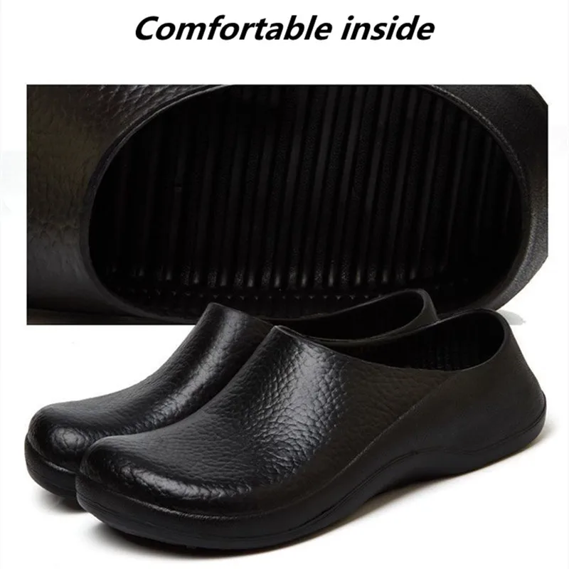 STRONGSHEN Men Waterproof Oilproof Chef Shoes Hotel Kitchen Anti-Slip Work Shoes Restaurant EVA Garden Clogs Working Flat Shoes 4