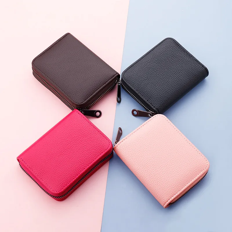 20 Slots Women's PU Leather Credit ID Card Holder Female Short Zipper