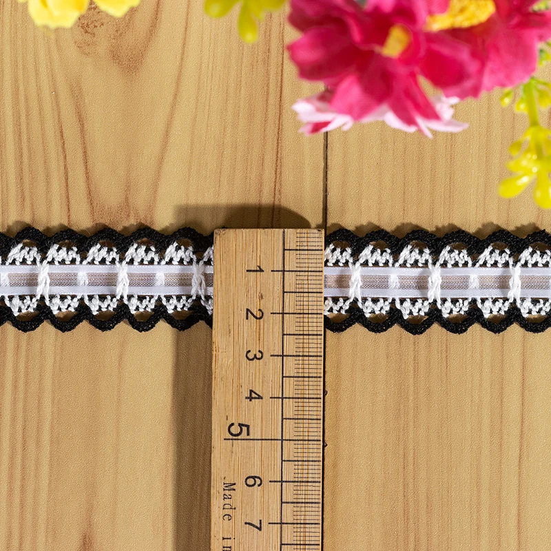 French Embroidery Lace Ribbon Fabric Cotton Guipure DIY Trims Warp Knitting Sewing Accessories Black and White