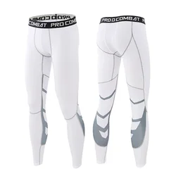 Men's Athletic Compression Tights - Versatile Performance Sweatpants - M  (55-65kg) (1607-White Gray)