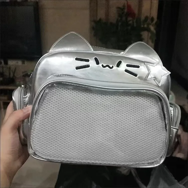 Ita Bag Cool Y2k Aesthetic Travel Bags All Match Kawaii Cartoon Cat Schoolbags Sweet Preppy Japanese Transparent Backpacks Women 4