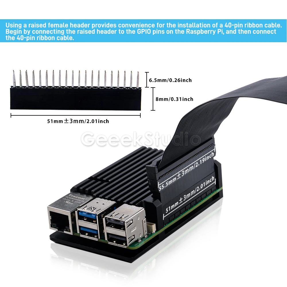Sleek Black Aluminum Heatsink Case for Optimal Raspberry Pi Cooling