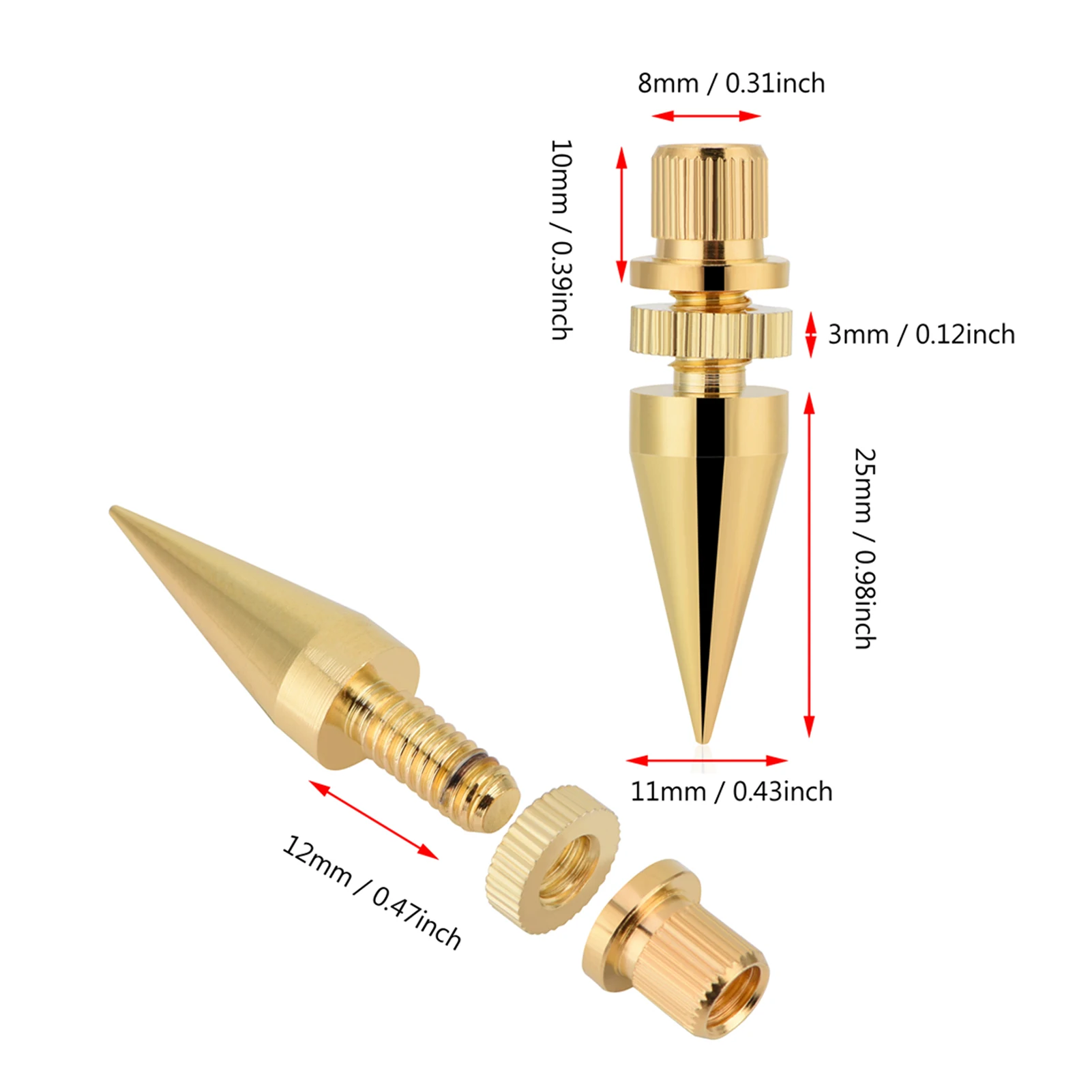 8 Pairs 6 x 36MM Copper Speaker Spike Isolation Stand Base Pad Feet Mat speaker isolation pad speaker spike pad speaker stand