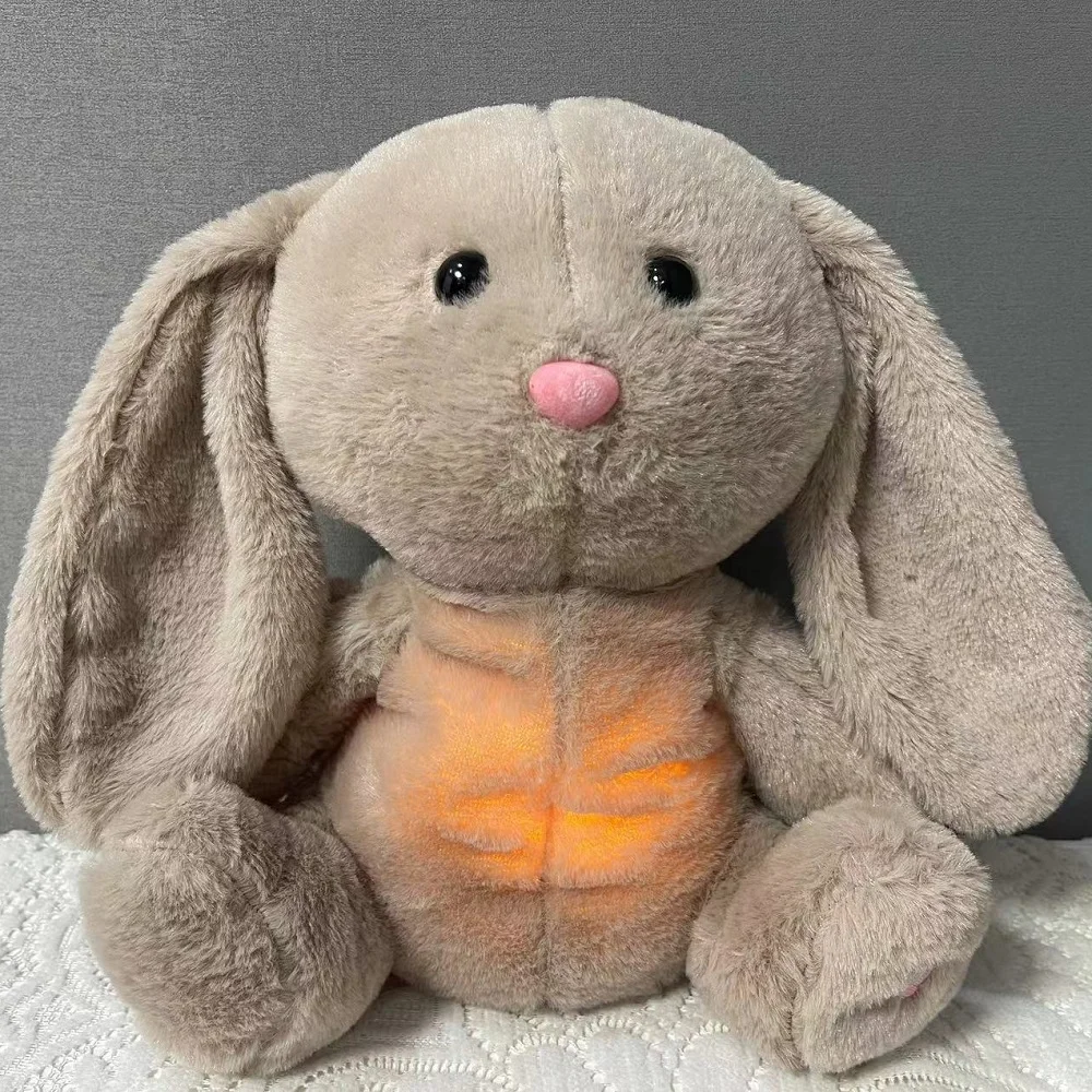 Breathing Rabbit Baby Sleep Companion Plush Toy with Light for Child Napping