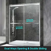 Woodbridge Frameless Sliding Shower Door, 56"" - 60"" Width, 76"" Height, 3/8"" (10 Mm) Clear Tempered Glass With Shatter 2