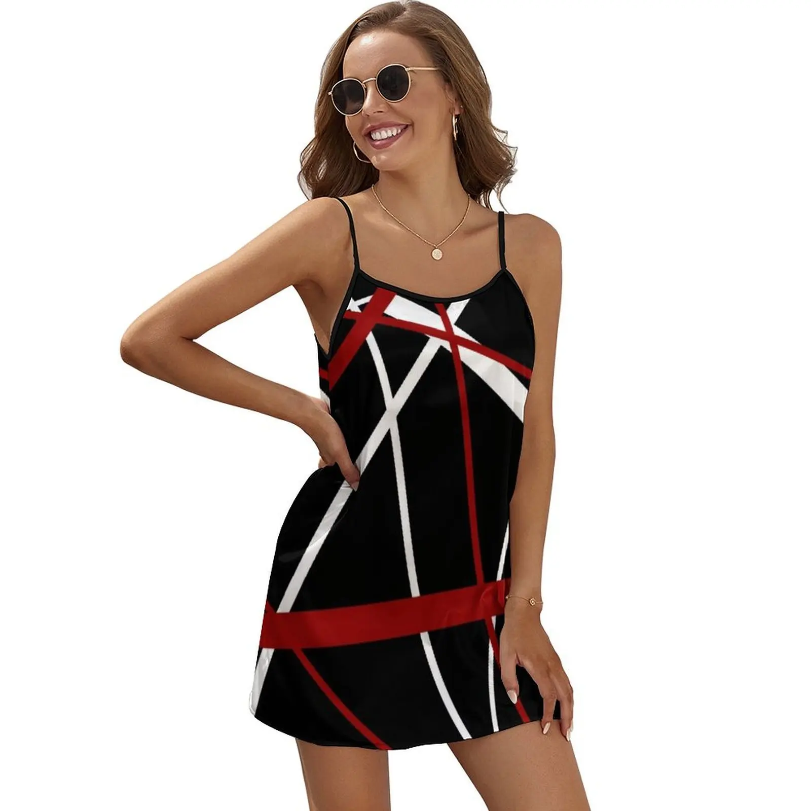 

Red and White Strips Against A Black Background Sleeveless Dress summer dresses women 2024 prom dresses