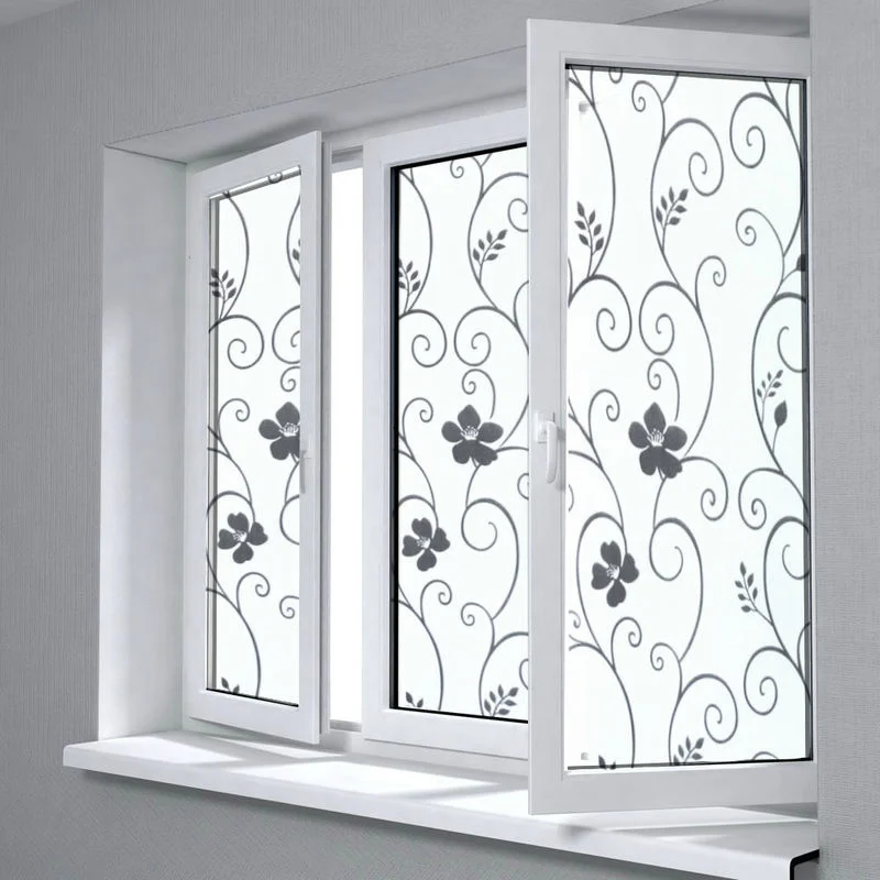 1 Roll Frosted Privacy Floral Pattern Window Film Home Bedroom Bathroom