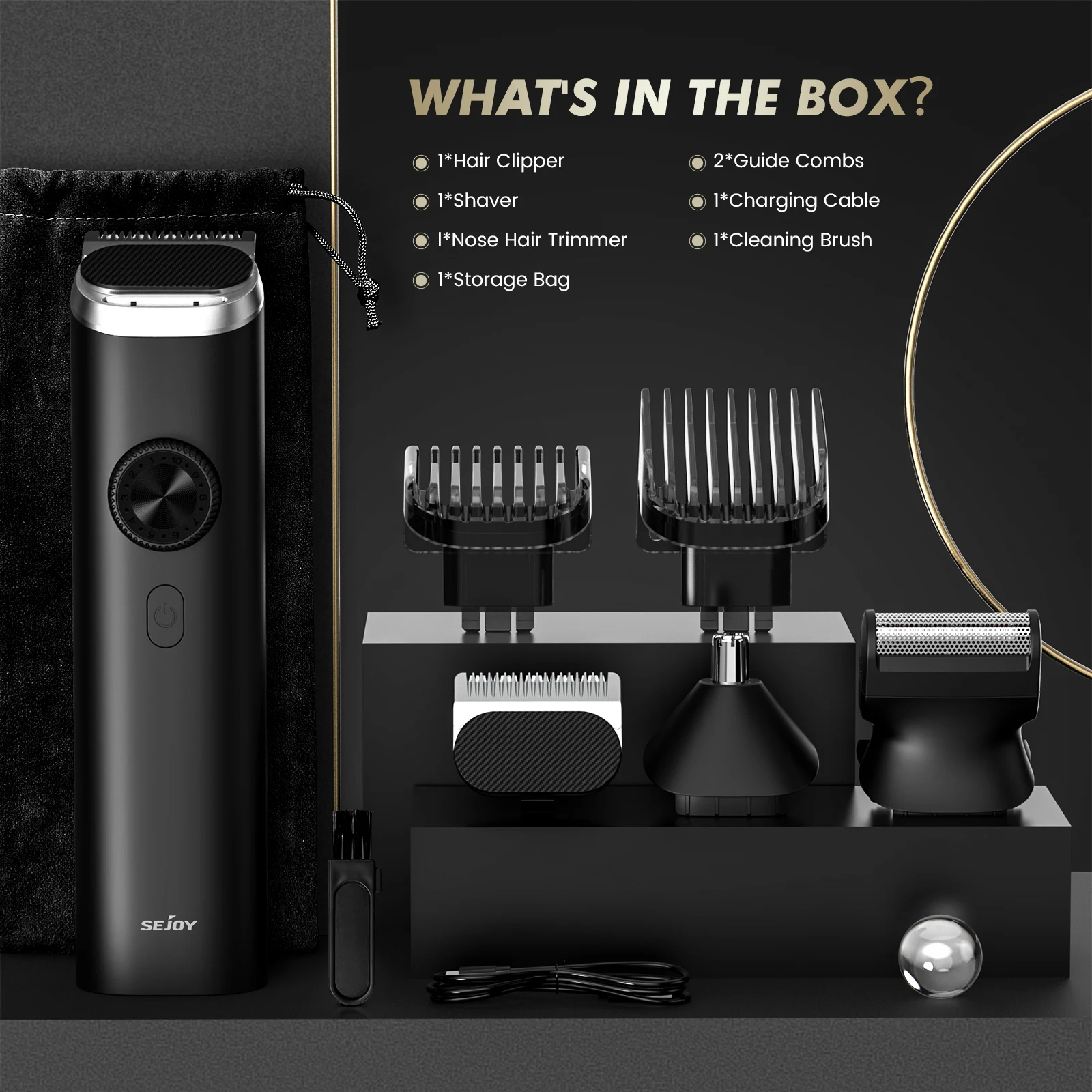SEJOY 3 In 1 Face Clean Electric Hair Cutting Machine Men Hair Clipper Trimmer Men Cutting Beard Cordless Barber Machine 4