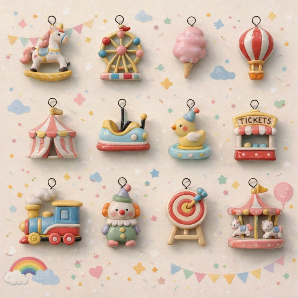 Neue Modische und Beliebte Vergnügungspark-Serie Karussell-Spielkonsole DIY Anhänger-Charms für Schmuck