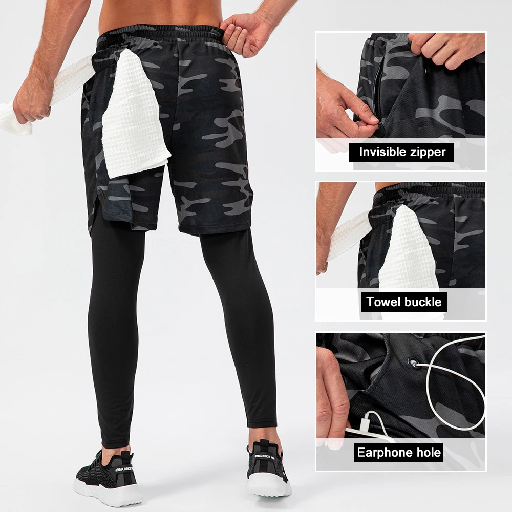 2-in-1 Running Pants Male Sports Leggings Compression Trousers for  Basketball Football Men Jogging Tights Gym Sportswear Capris - AliExpress