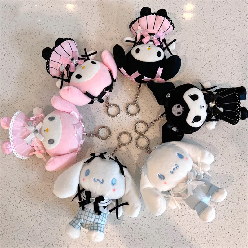 

Kawaii Sanrio Cinnamoroll Doll Pendant Kuromi My Melody Anime Cute Cartoon Student Plush Keychain Toys for Girls Decorate Gifts