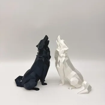 Sculpture en plastique imprimée en 3D, Statue de loup géométrique abstraite moderne, adaptée à l'entrée de la maison, au salon, au bureau, 1 pièce 1