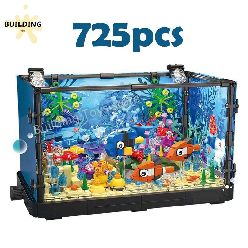 

Jellyfish Turtle Eco Marine Fish Tank Bricks Montessori Toys for Kids 3+ years Gift Creative Sea World Assemble Building Blocks