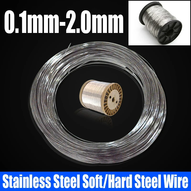 L=5/10 Meters Diameter 0.1mm-2.0mm 304 Stainless Steel Wire Soft/Hard Steel Wire Single Strand Lashing Round Bright Steel Wire