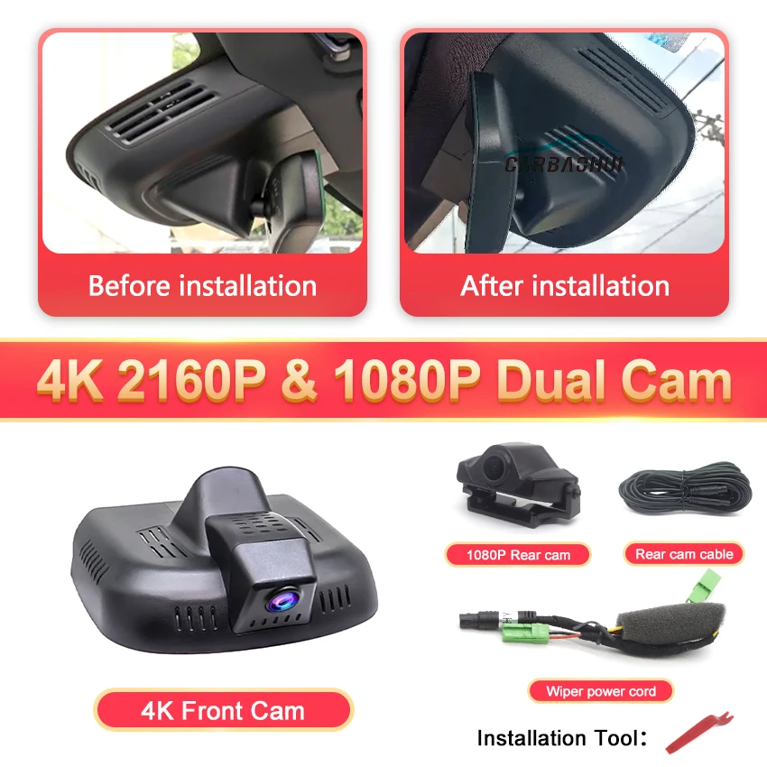 Xplywi 4K Dashcam für Volvo EX30 2024 2025, Frontkamera, mit WLAN, Nachtsicht, G-Sensor, Parküberwachung, 128GB Speicherkarte