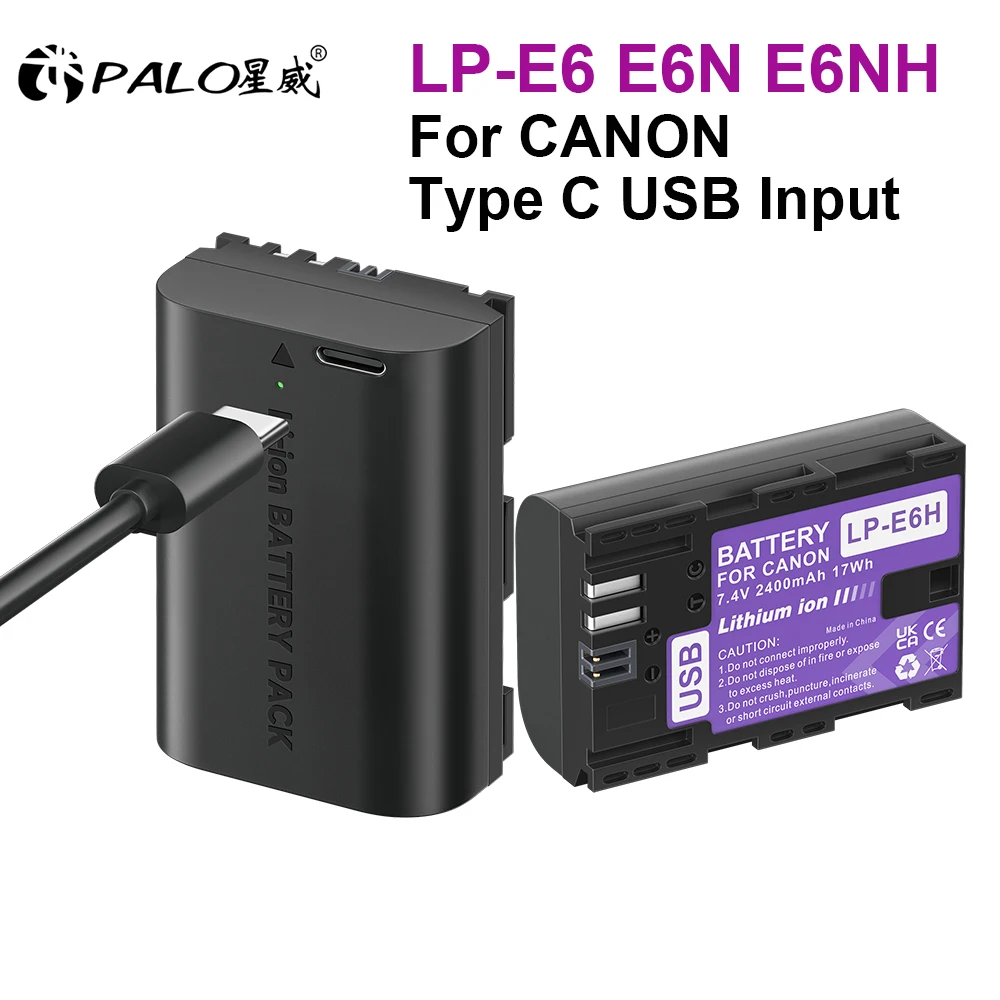Palo-bateria Usb Embutida Lp-e6 lp e6 Lpe6 lp E6n Akku para Câmeras Canon 5d Mark ii Iii 7d 60d Eos 6d 70d 80d Eos 5ds r