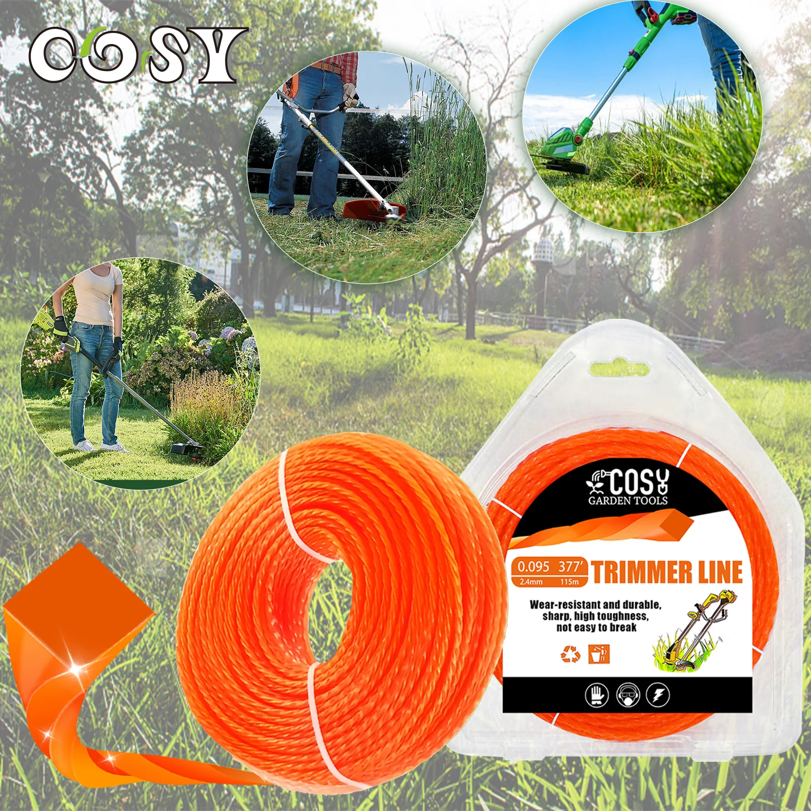 2.7/3.0mm100m/1LB Nylon Spiral Irrigation Mower Scissor Head Spiral ...