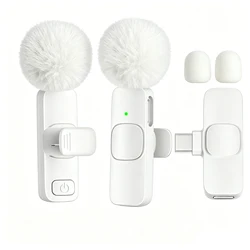 Professional Wireless Lavalier Microphone with Type - C Connection, Plug and Play (White - Type - c - 1to2)