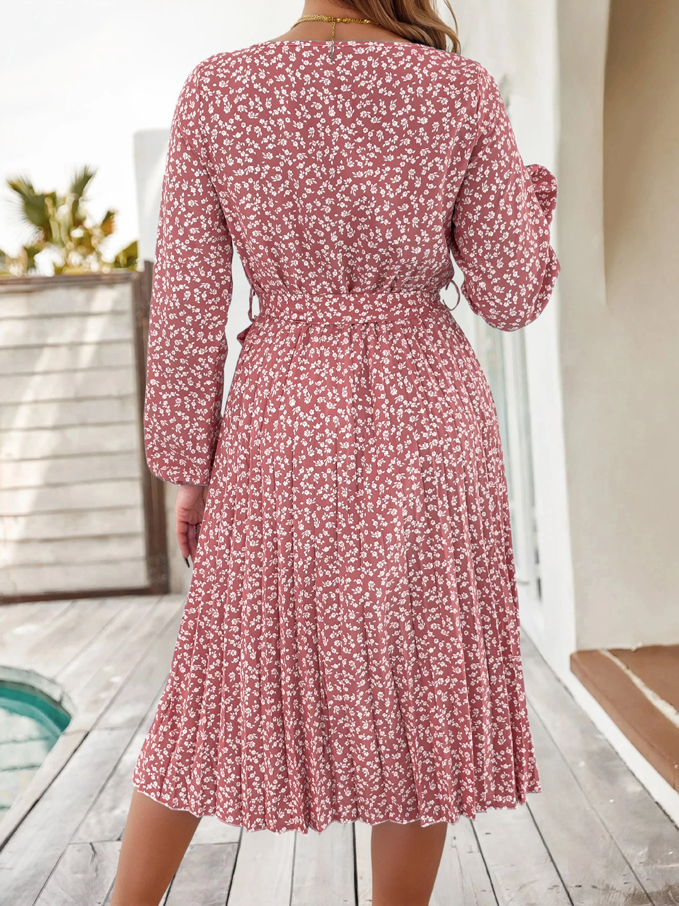Floral Print Long Sleeve Dress for Women