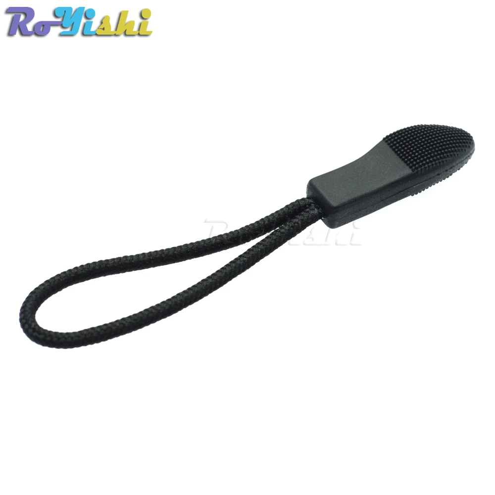 Zipper Pulls Cord Rope Ends Lock Zip Clip Buckle Black For Paracord Accessories Backpack Clothing 50pcs/pack