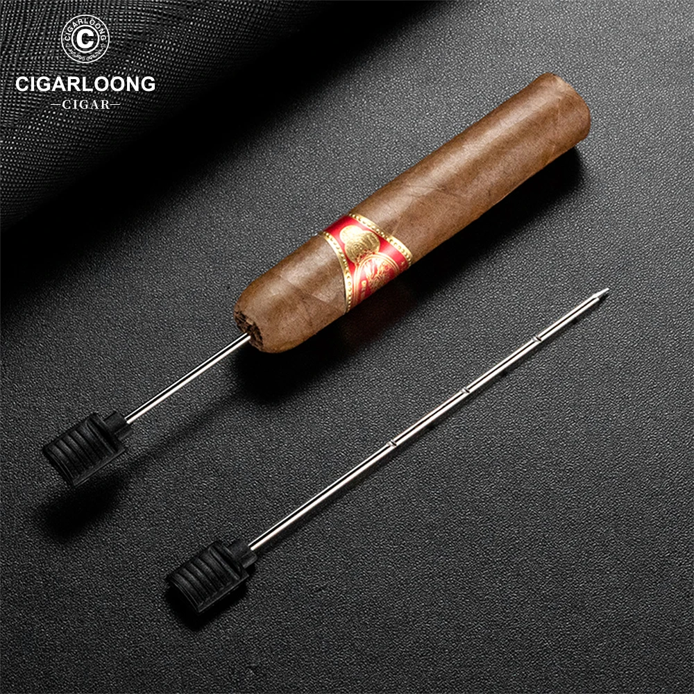 Multifunction 4 In 1 Cigar Lighter Windproof Flame Cigar Punch Holder Needle Portable Christmas Gift Measuring Length