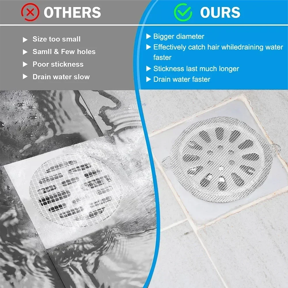 10PCS disposable shower drain hair catcher Mesh Stickers Anti-blocking kitchen sink filter strainer Bathroom Accessories
