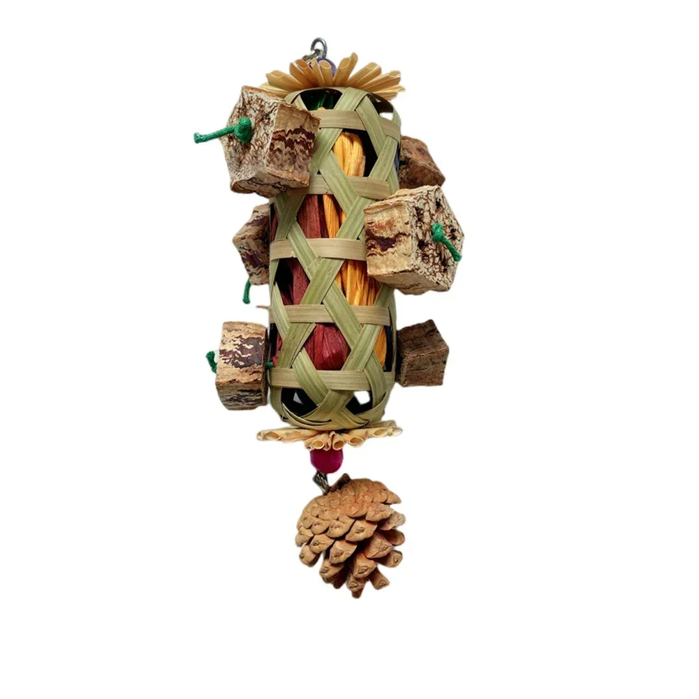 Parrot Chew Toys Hanging Bite Wooden Colorful Shredding Crinkles Natural Foraging Sola for Pet Products Bird Supplies Bird Toy