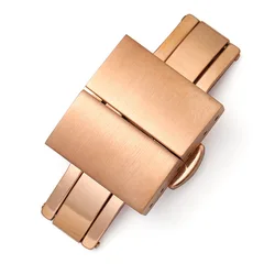 Elegant Stainless Steel Butterfly Buckle with Double Press Clasp - 20mm (Rose Gold)