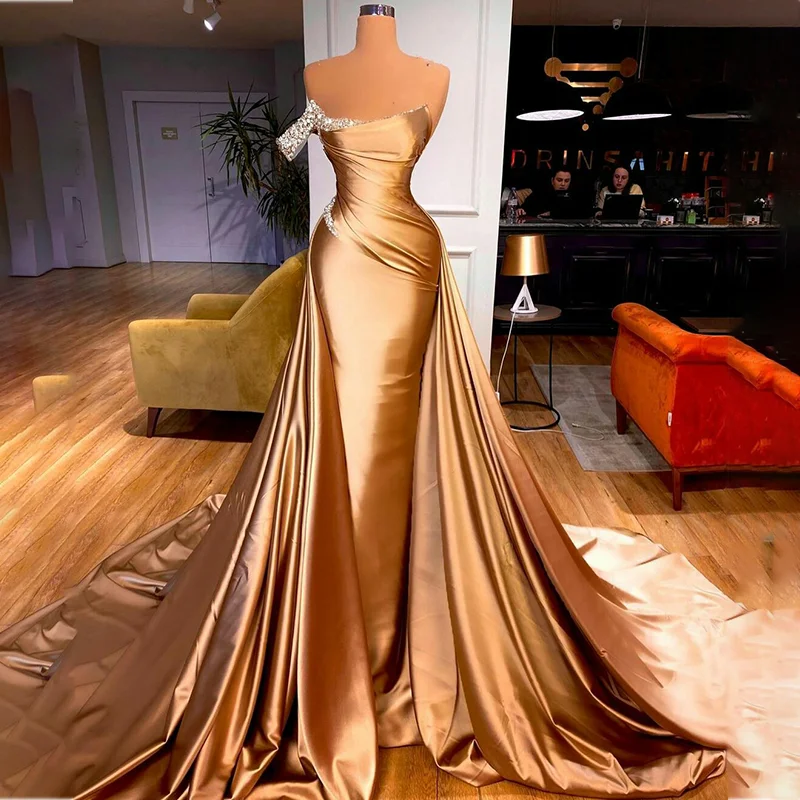 gold gown with train