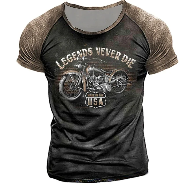 2023 Motorcycle T-shirt For Men Motor Biker 3d Print Vintage Short