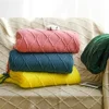Green Knitted Throw Blanket for Beds with Tassel Gray Blue Solid Textured Plaid Sofa Cover Nordic Bed End Decor Soft Nap Blanket 3