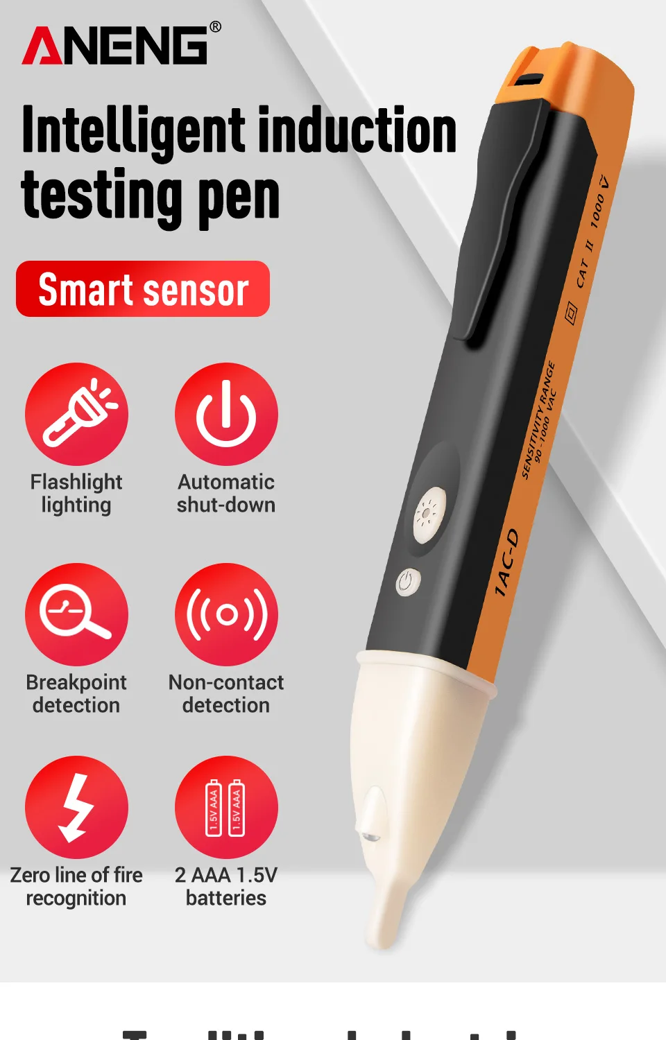 Non-Contact Voltage Tester Pen - AC Voltage Detector For Safe Electrical Work (UK Compatible)