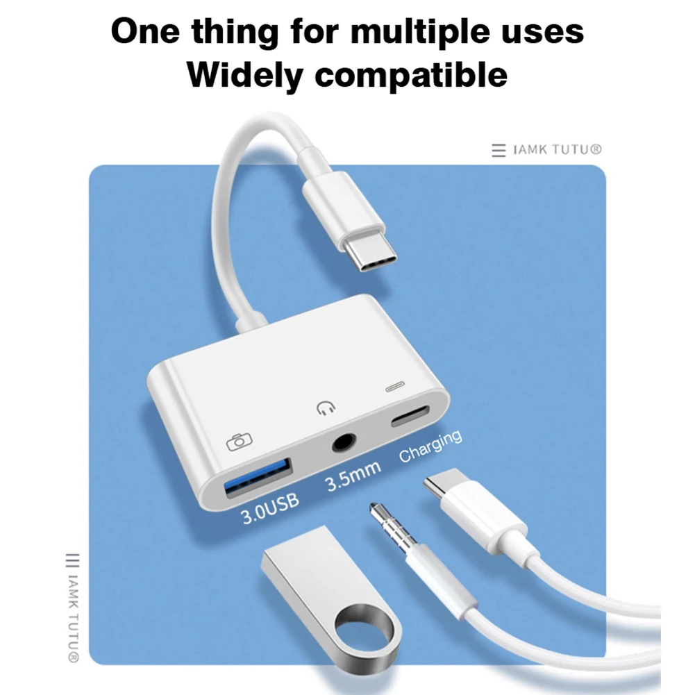 3 IN 1 Type C to USB 3.0 PD fast Charge Data Transmission 3.5mm OTG Adapter Converter Usb To Type C Adapter Otg Adapter Usb To 3.5mm Adapter Type C To 3.5mm Adapter Type C Aux Adapter Type C Adapter Type C To Aux Adapter 3.5mm Audio Adapter Charging Cable Adapter Charger Power Adapter for iPhone 15 headset Samsung