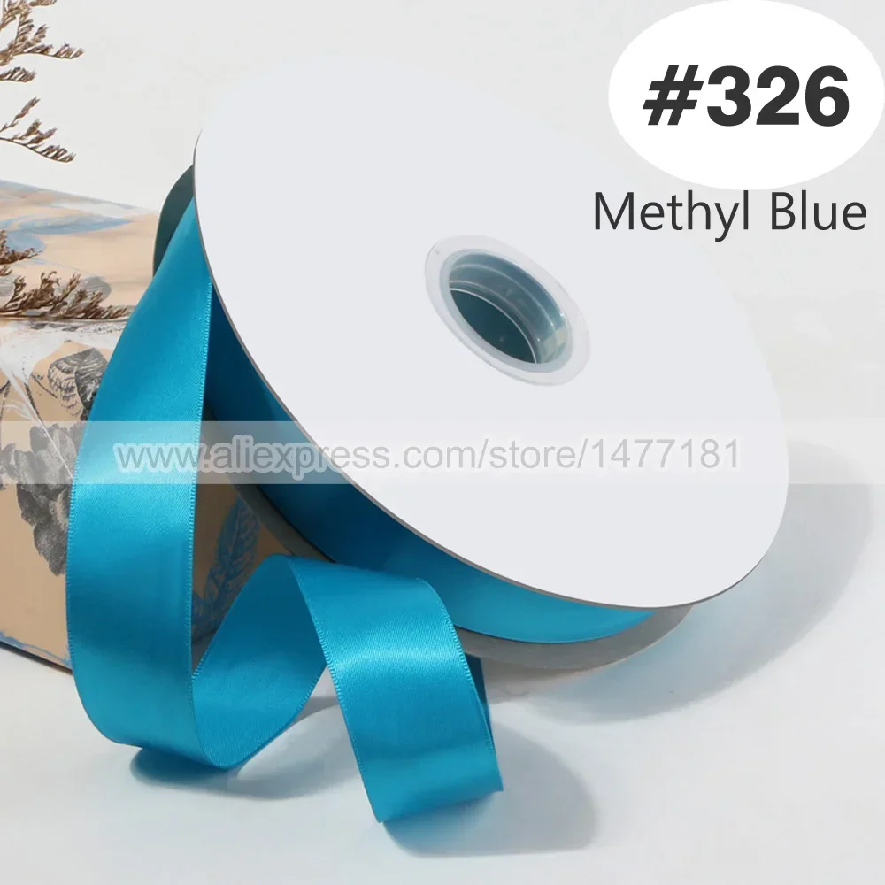 Blue Double Face Satin Ribbon – High-Density Polyester Fabric, Multiple Widths Available, 100 Yards
