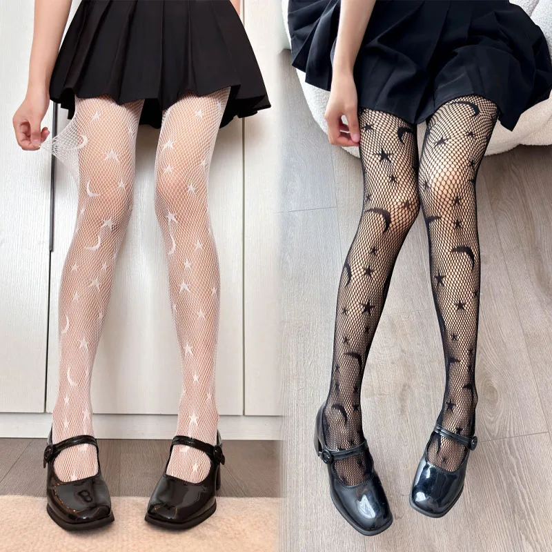 Lolita Stil Mädchen Pentagramm Druck Strumpfhosen Frauen Sexy Gothic Punk Fünfzackigen Stern Mesh Frauen Fisch Net Strumpfhosen Körper strümpfe – Detail 1