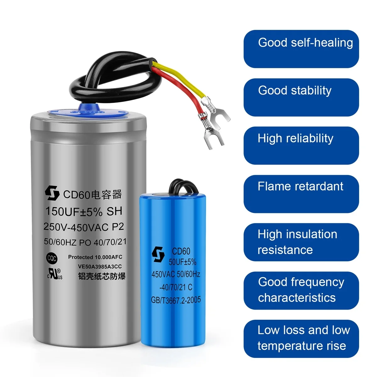 CD60 Motor Run Capacitor 450V 50/75/100/150/200/250/300/350/400UF Motor Starting Capacitor For Water Pump Air Conditioner