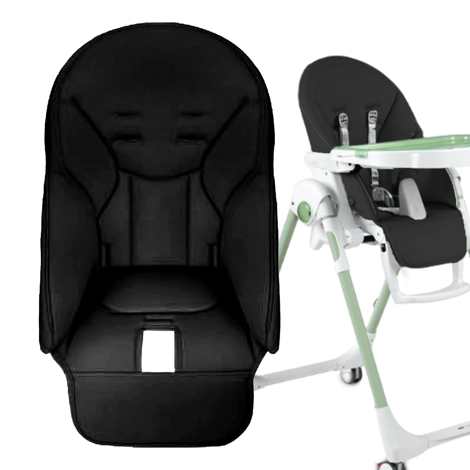Funda de silla de comedor portátil para bebé, almohadilla de silla de comedor de cuero PU, funda de asiento multifuncional suave con relleno para niños