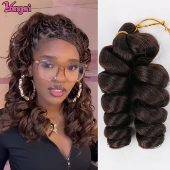 8“ Short  French curl Bob Braids Crochet Box Braids Ombre Colored Synthetic Hair Extensions Brown Blonde Purple Crochet Hair 1