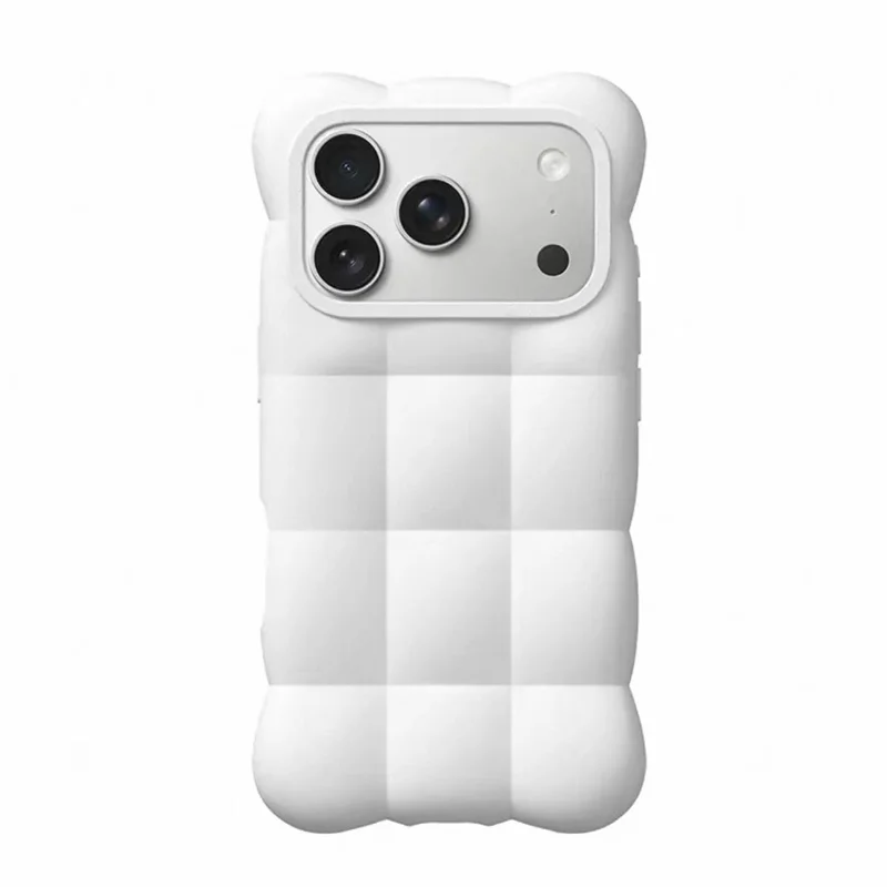 3D Cloud Puff Silicone Phone Case with Charm Accessories - Shockproof Soft Cover