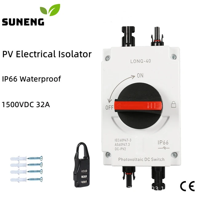 UKPM-Isolateur électrique photovoltaïque avec connecteur, long interrupteur  CC, extérieur, étanche IP66, isolation du système solaire 1000V, 1200V -  AliExpress