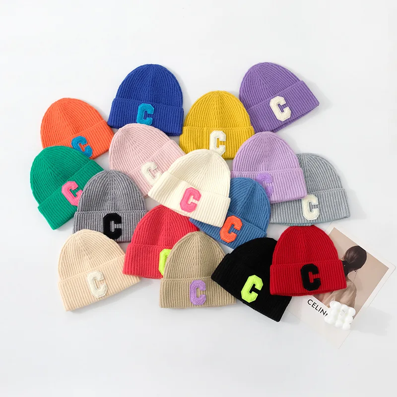 Korean Simple Letter Knitted Hat Autumn and Winter Warm Cap Anti Cold Skate Ski Snowboard Outdoor Sports for Men Women