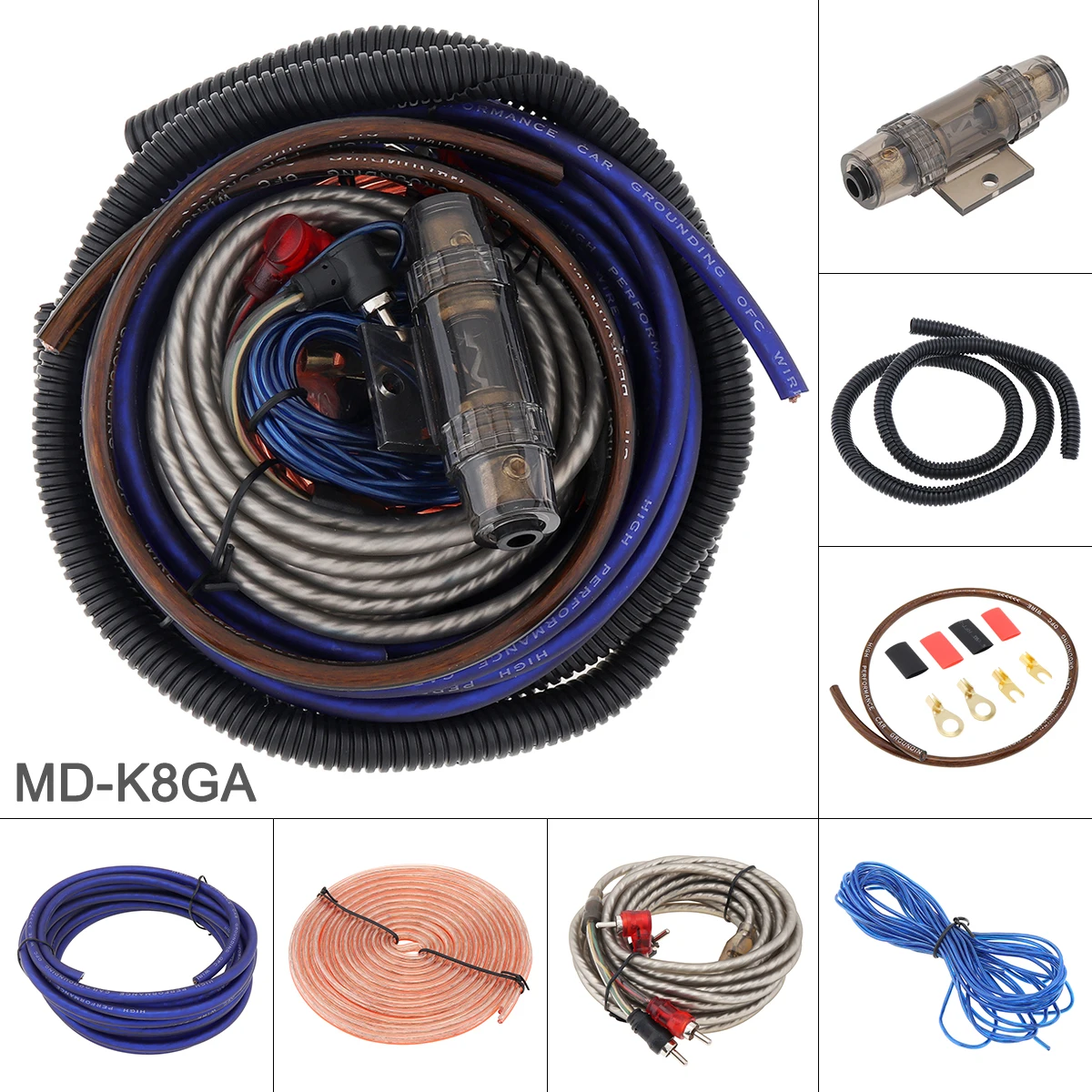8 Gauge Amplifier Installation Wiring Kit  Car Speaker Woofer Cables Power Amplifier Audio Line Power Line with Fuse Suit