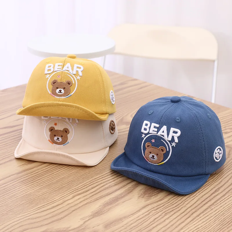 Summer Outdoor Baby Baseball Cap Cartoon Bear Baby Boys Girls Sun Hat Toddler Soft Letter Kids Children Beach Caps baseball cap baby hat kids caps