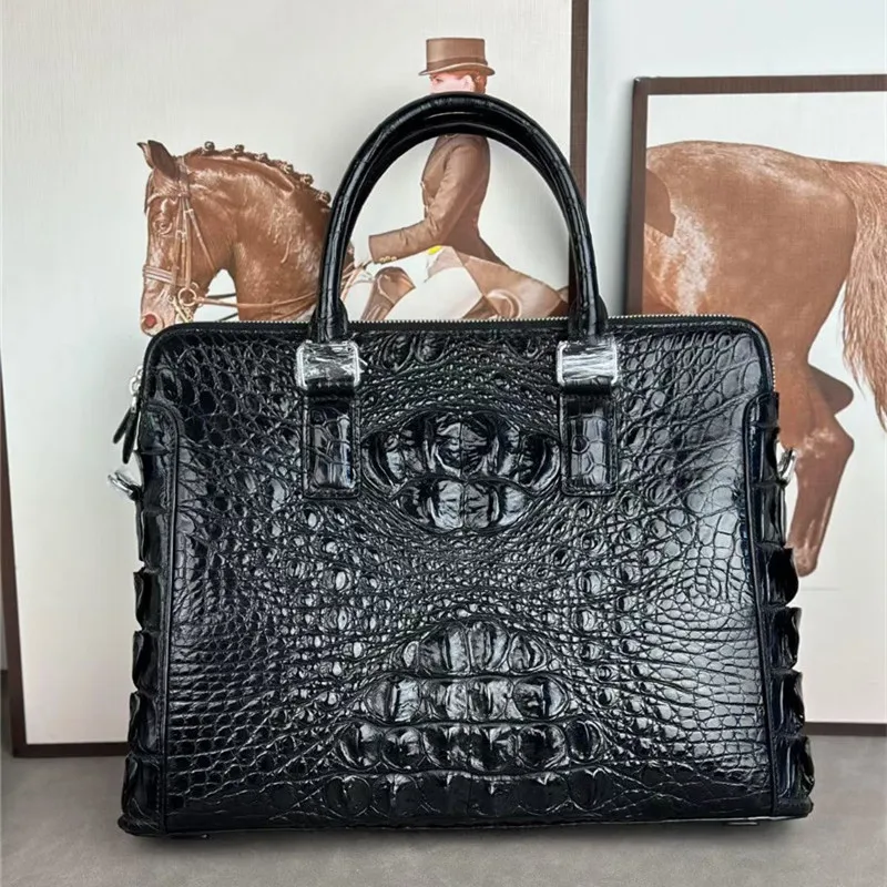 

Authentic Real Crocodile Skin Businessmen Briefcase Handbag Laptop Case Genuine Exotic Alligator Leather Male Large Shoulder Bag