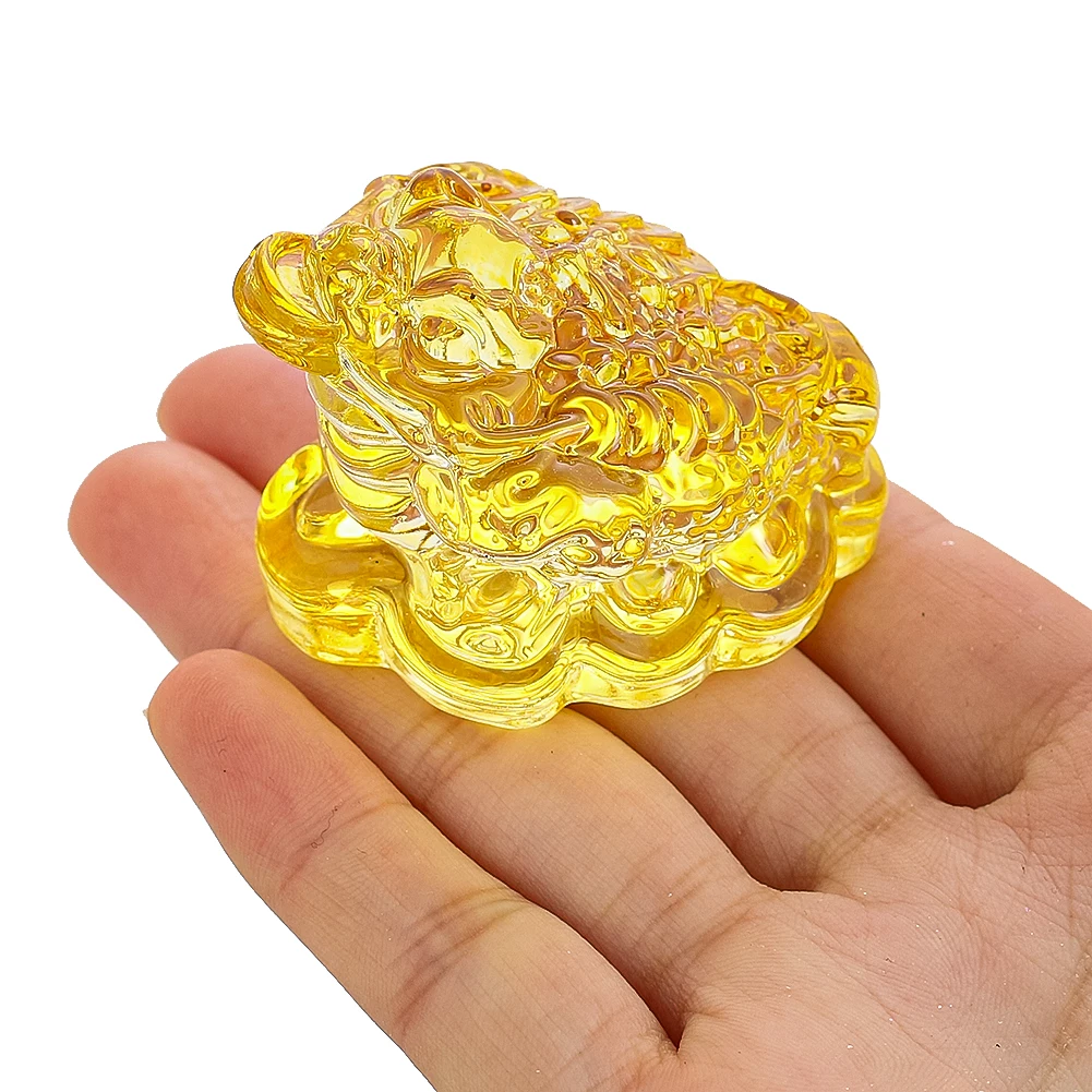 Golden Mascot Toad Frog Animal Colored Glaze Glass Ornament Monete Money Fortune Tea Pet Crafts Fermacarte Feng Shui Desk Decor