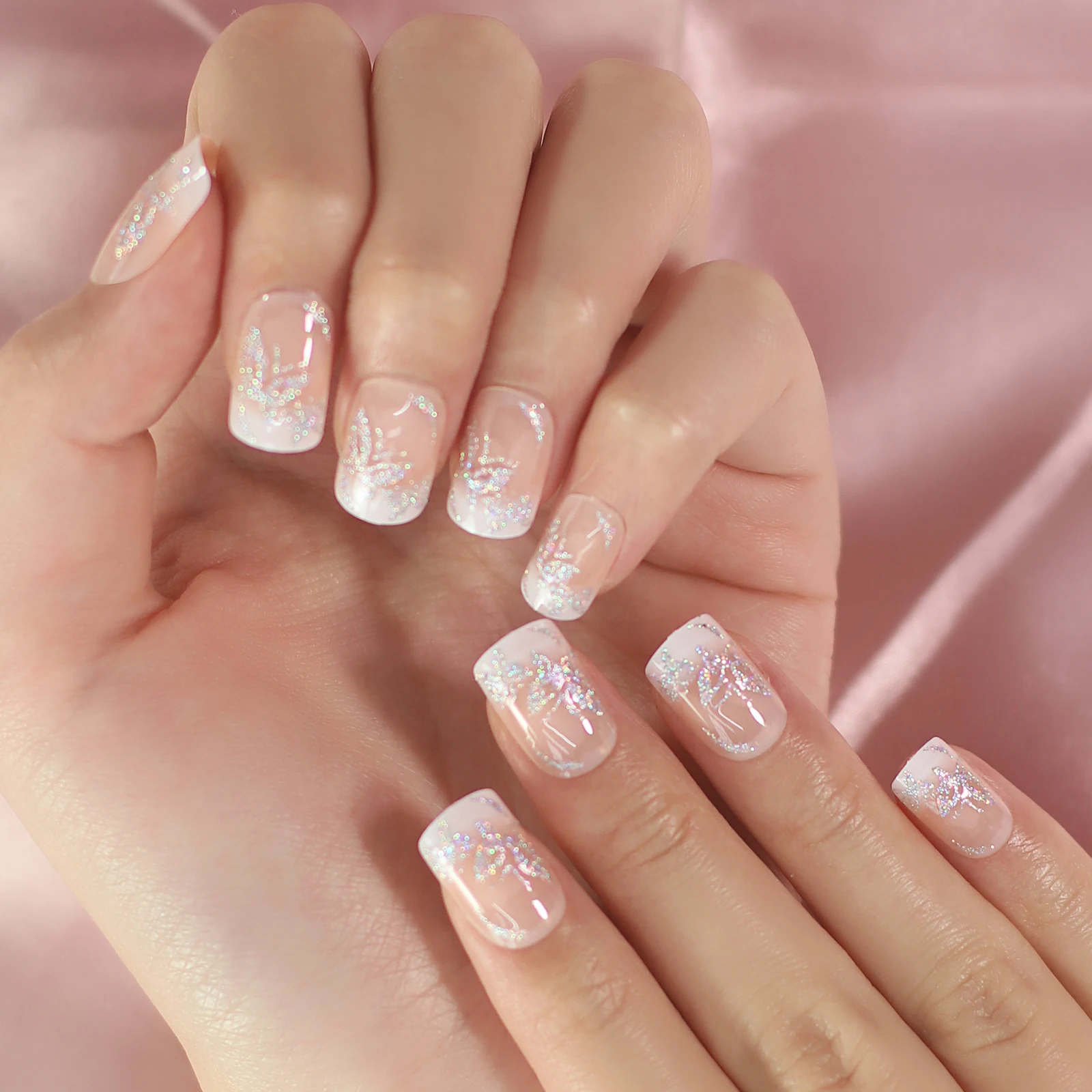 Gel French Tip Manicure with Loose Glitters - YouTube