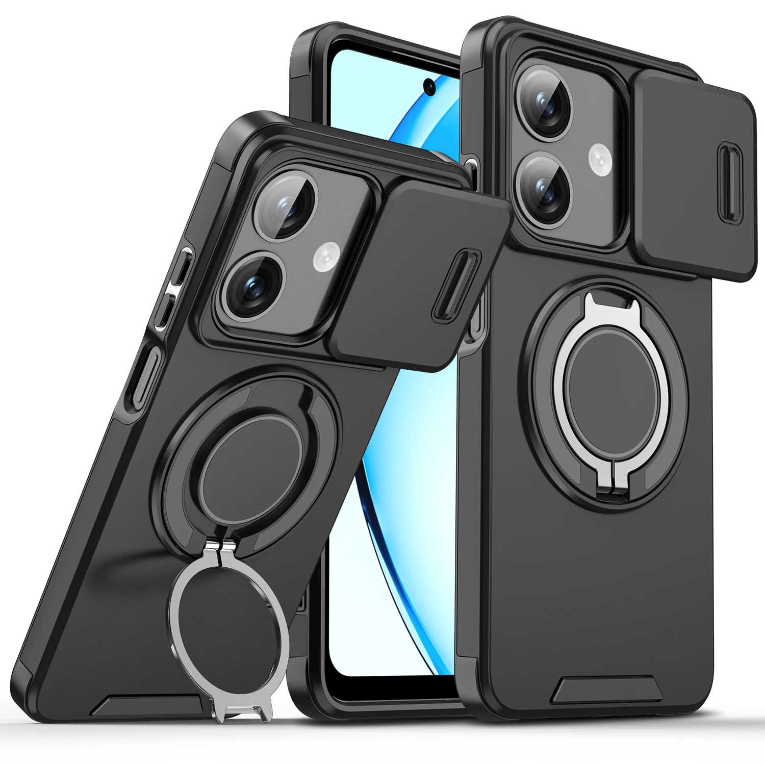 Rugged Armor Magnetic Bracket Slide Camera Protection Phone Case
