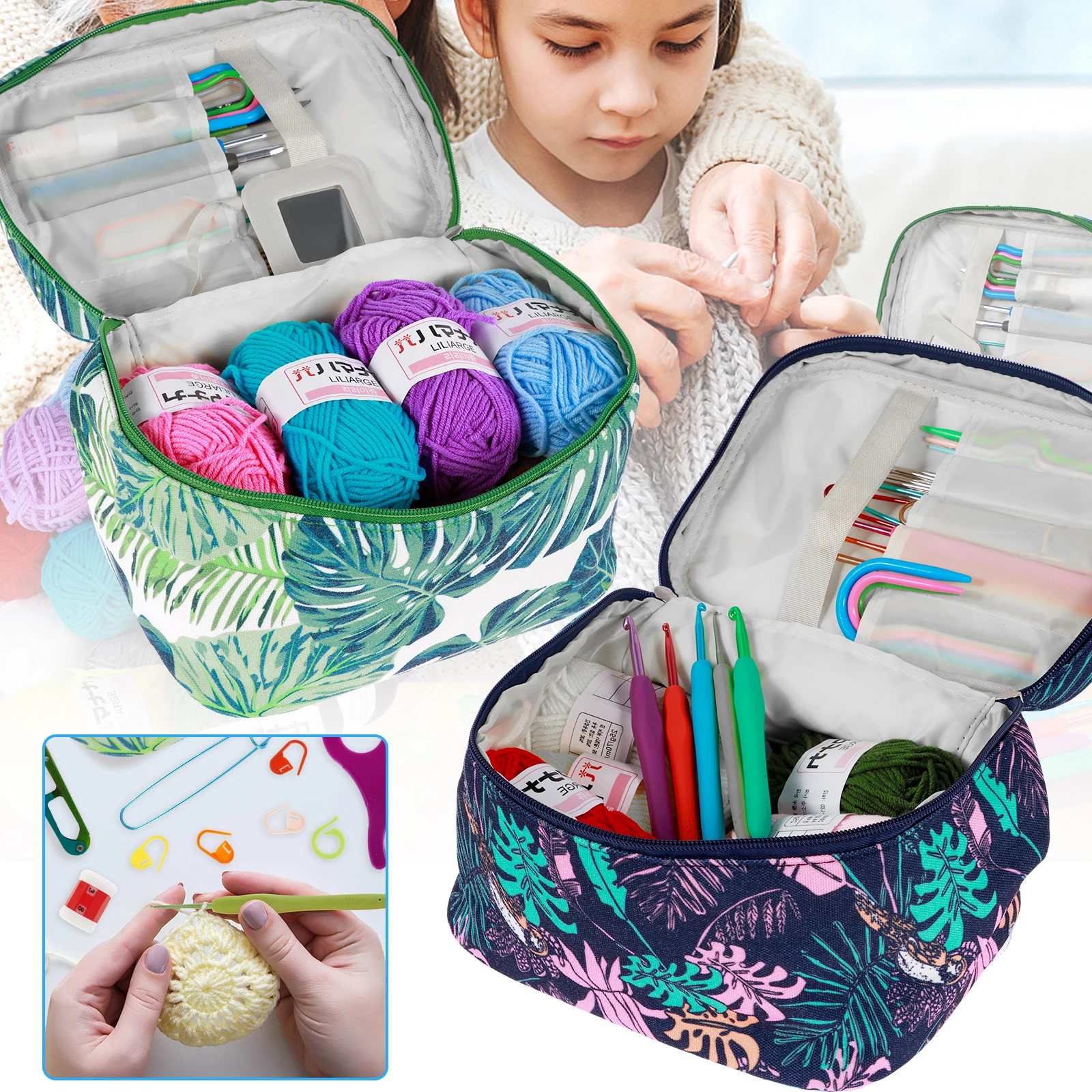 

59/92Pcs Crochet Kit with Colorful Yarn Ergonomic Crochet Hook Set with Storage Bag Complete Crochet Yarn Kit with Crochet